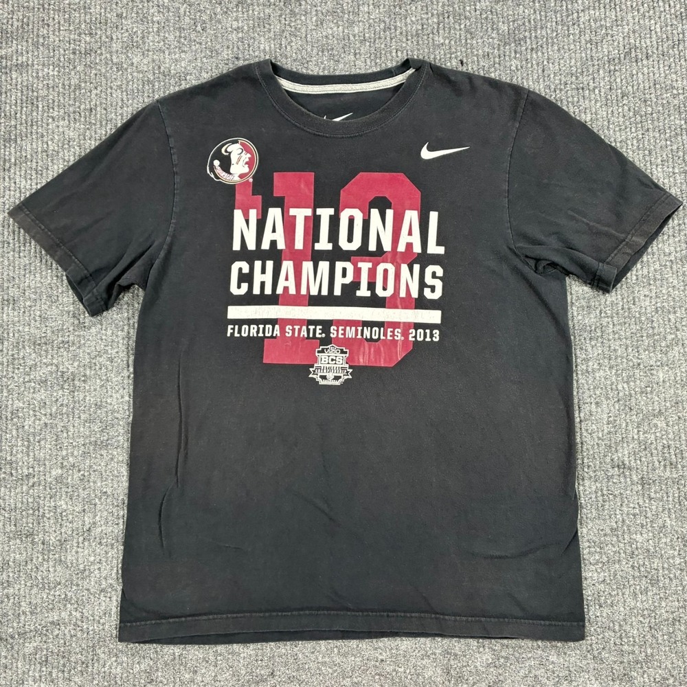Nike Florida State Seminoles 2013 BCS National Champions T Shirt Mens L Black
